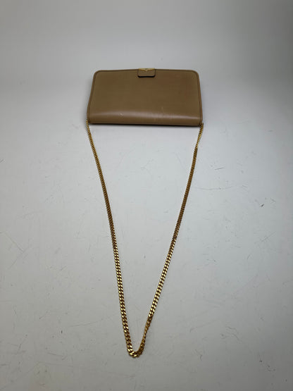 Vintage Dior Leather Shoulder Bag Beige Gold-tone Clasp