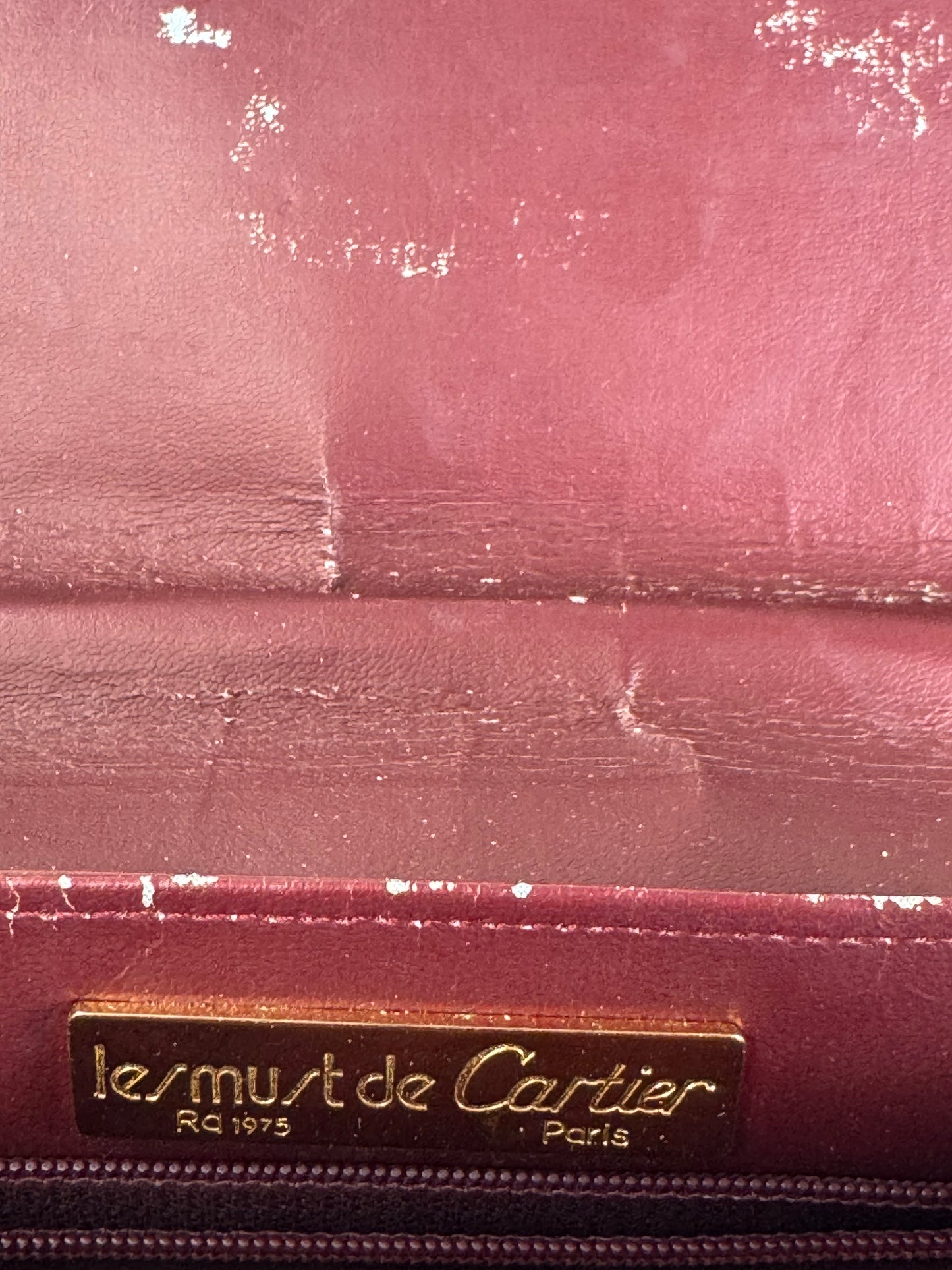 Vintage Cartier Leather Shoulder Bag Burgundy