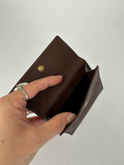 Vintage Givenchy Grained Leather Bifold Wallet Late 1990s Dark Brown
