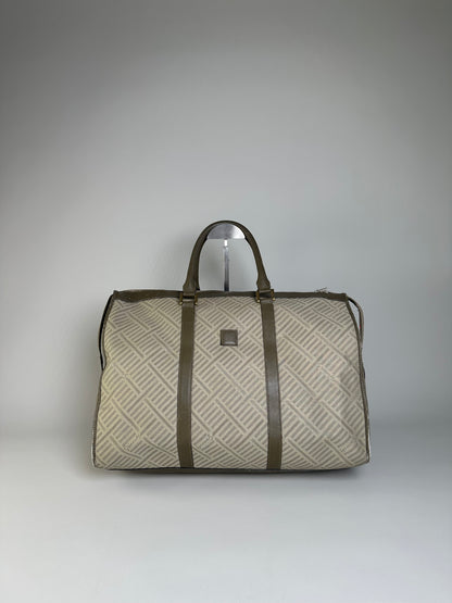 Vintage Givenchy Geometric Canvas Travel Bag Beige Olive