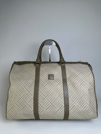 Vintage Givenchy Geometric Canvas Travel Bag Beige Olive