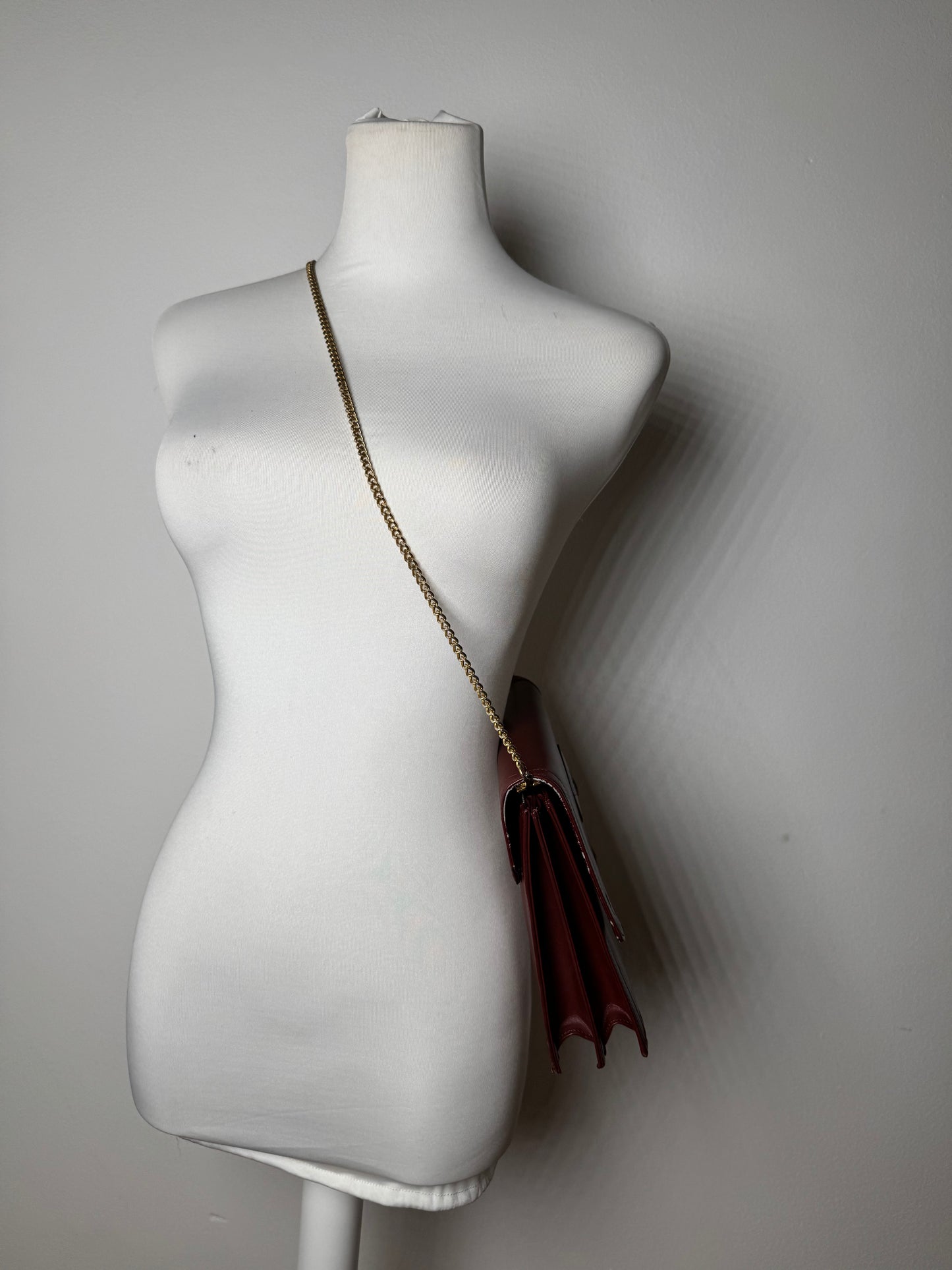 Vintage Cartier Leather Shoulder Bag Burgundy