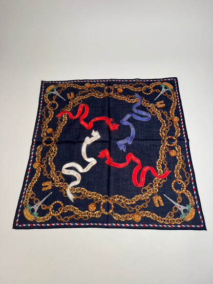 Vintage Celine Paris Scarf Navy Gold