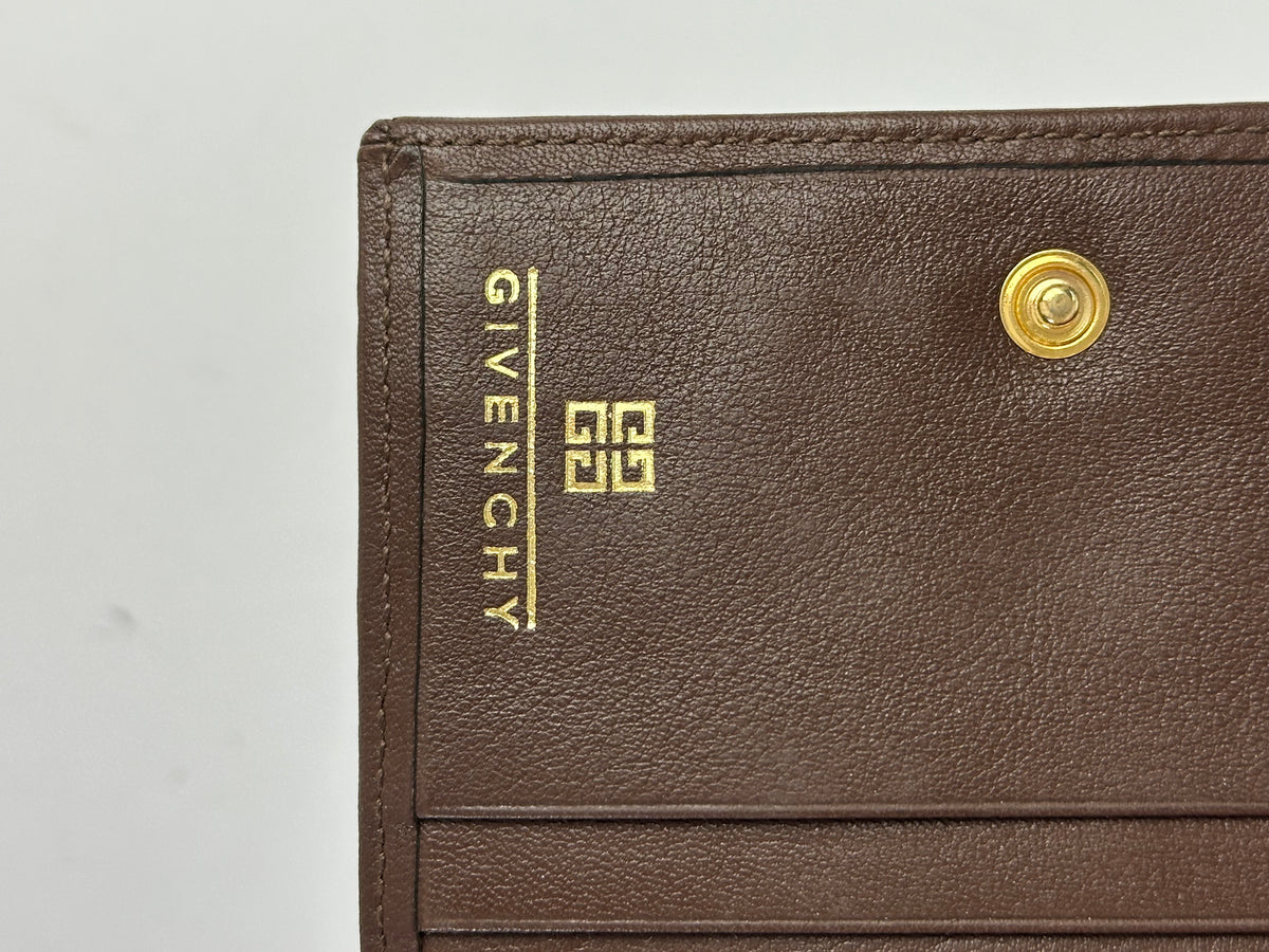 Vintage Givenchy Grained Leather Bifold Wallet Late 1990s Dark Brown