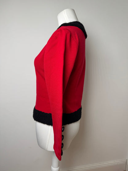 Vintage Courreges Wool Sweater Red Black M