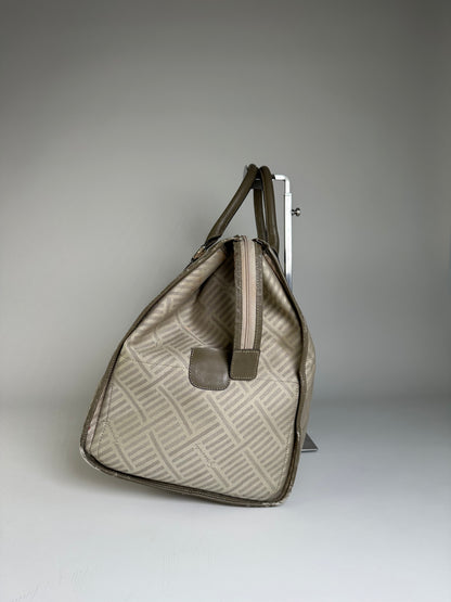 Vintage Givenchy Geometric Canvas Travel Bag Beige Olive