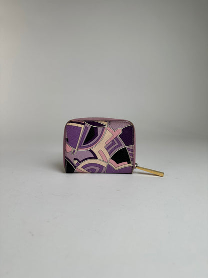 Vintage Emilio Pucci Zip Around Wallet Purple Lilac Cream Black