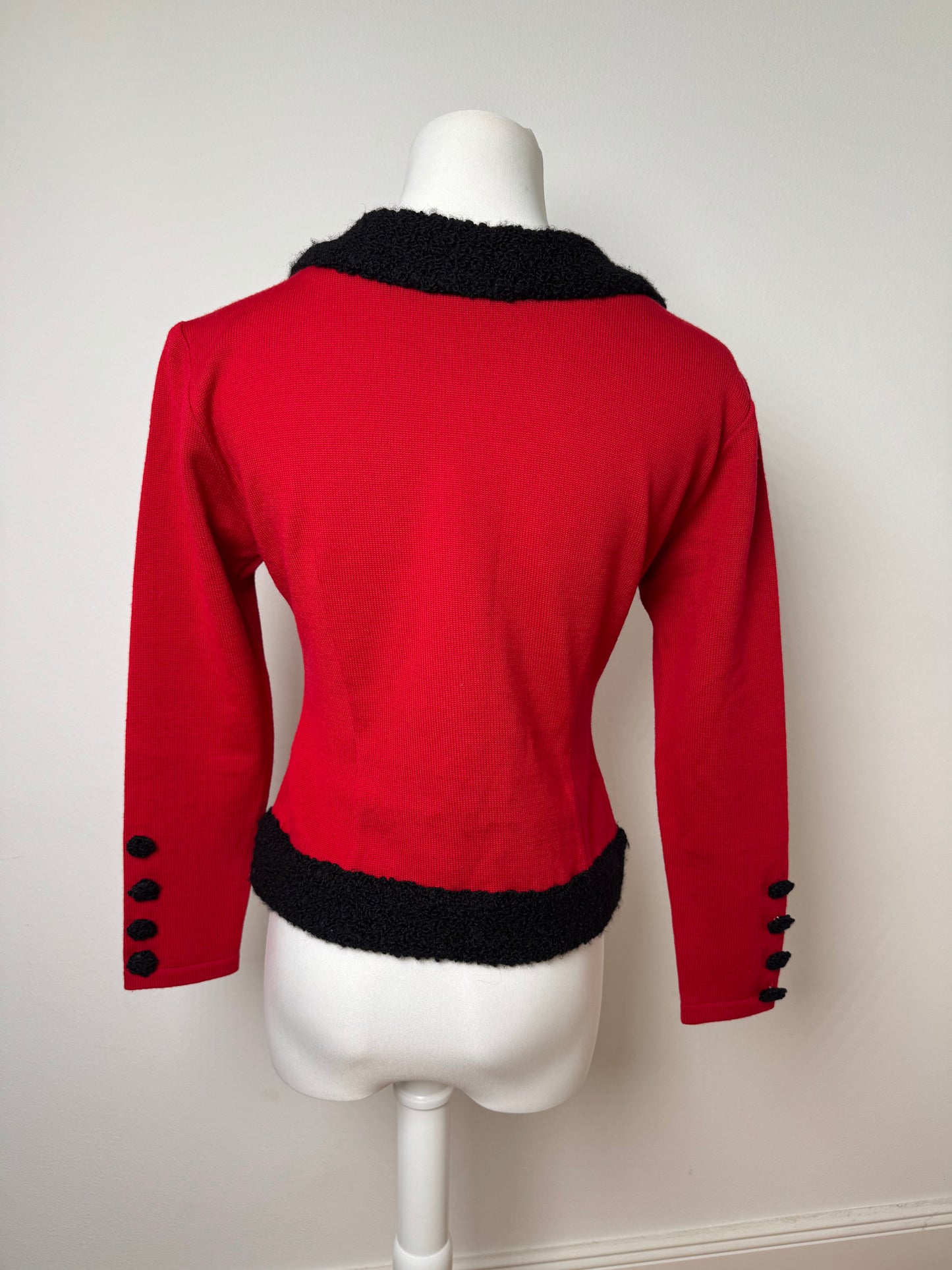 Vintage Courreges Wool Sweater Red Black M