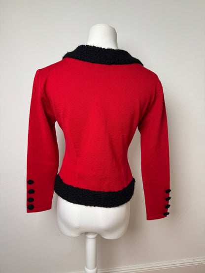 Vintage Courreges Wool Sweater Red Black M