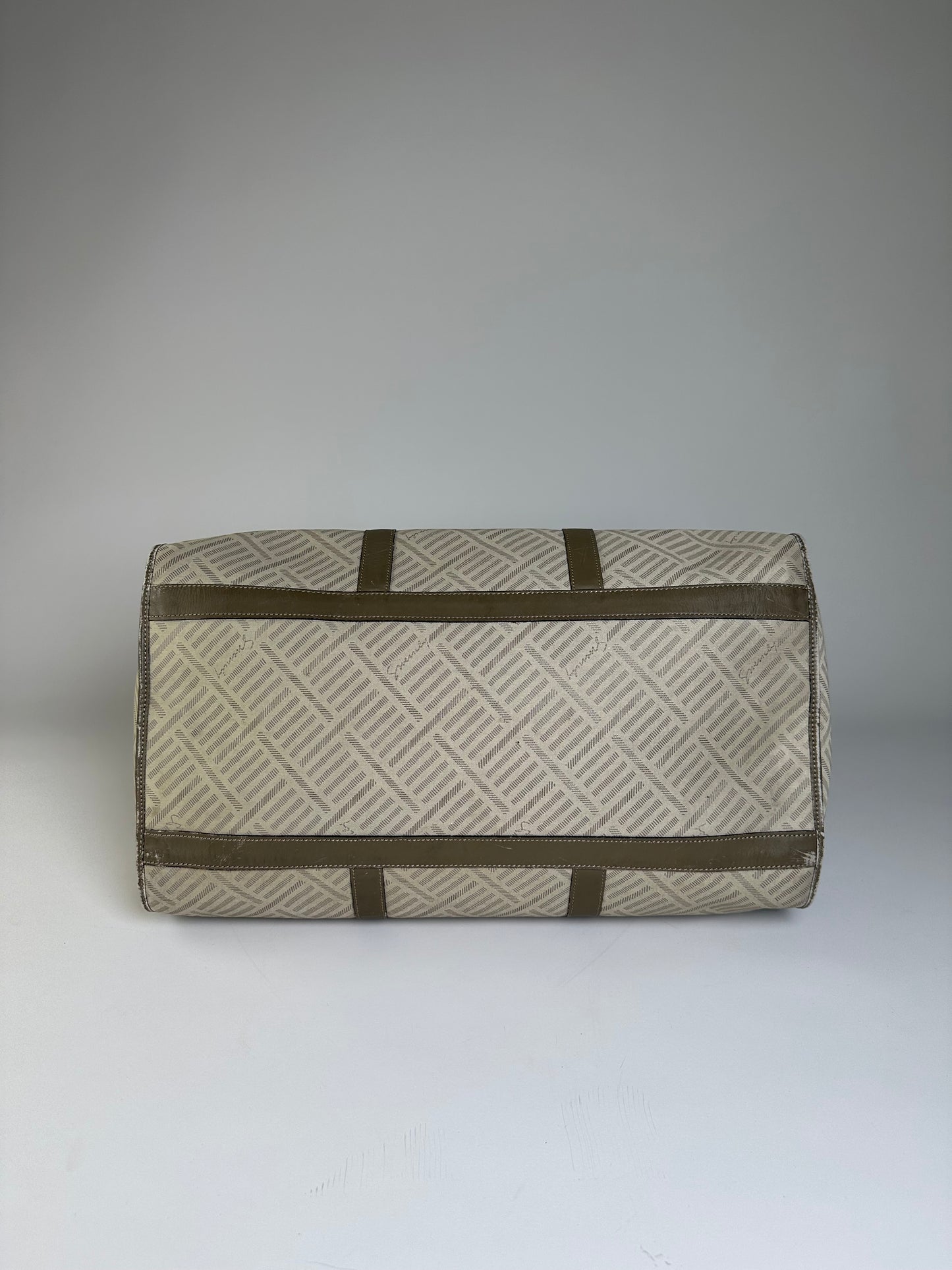 Vintage Givenchy Geometric Canvas Travel Bag Beige Olive