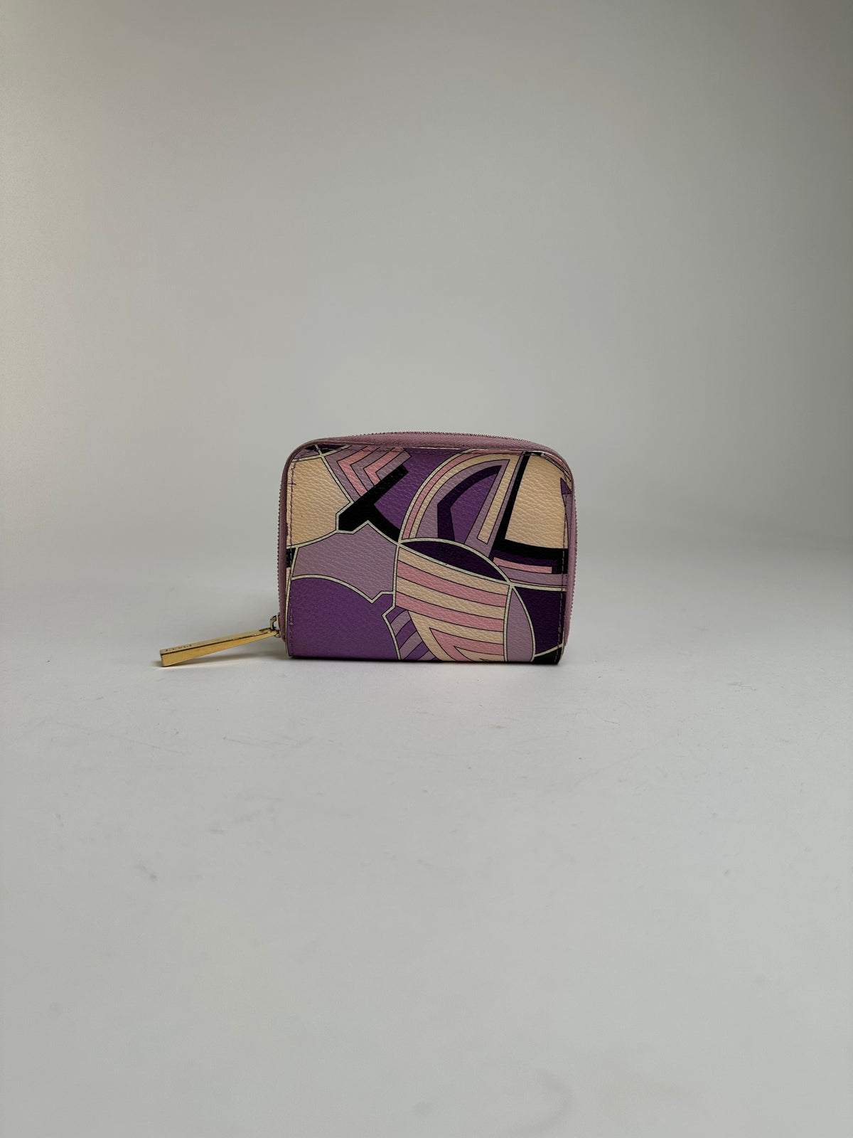 Vintage Emilio Pucci Zip Around Wallet Purple Lilac Cream Black
