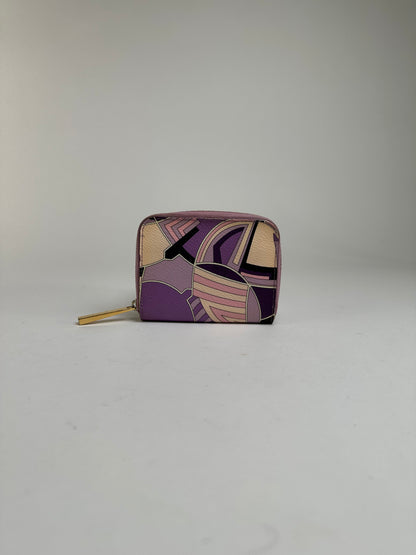 Vintage Emilio Pucci Zip Around Wallet Purple Lilac Cream Black