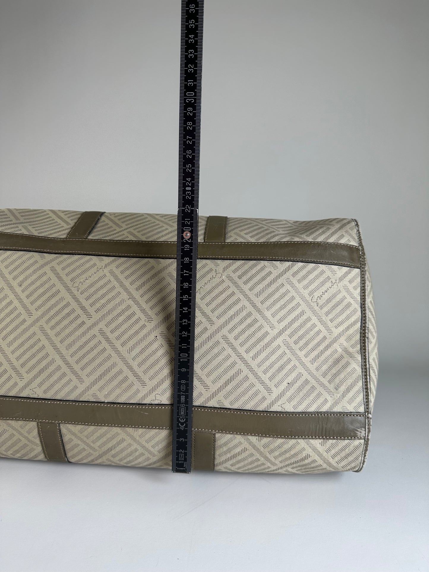 Vintage Givenchy Geometric Canvas Travel Bag Beige Olive