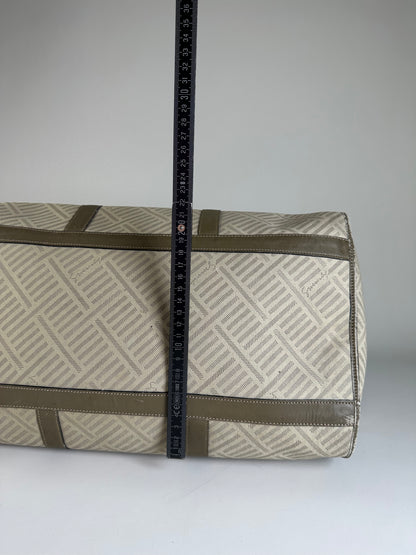 Vintage Givenchy Geometric Canvas Travel Bag Beige Olive