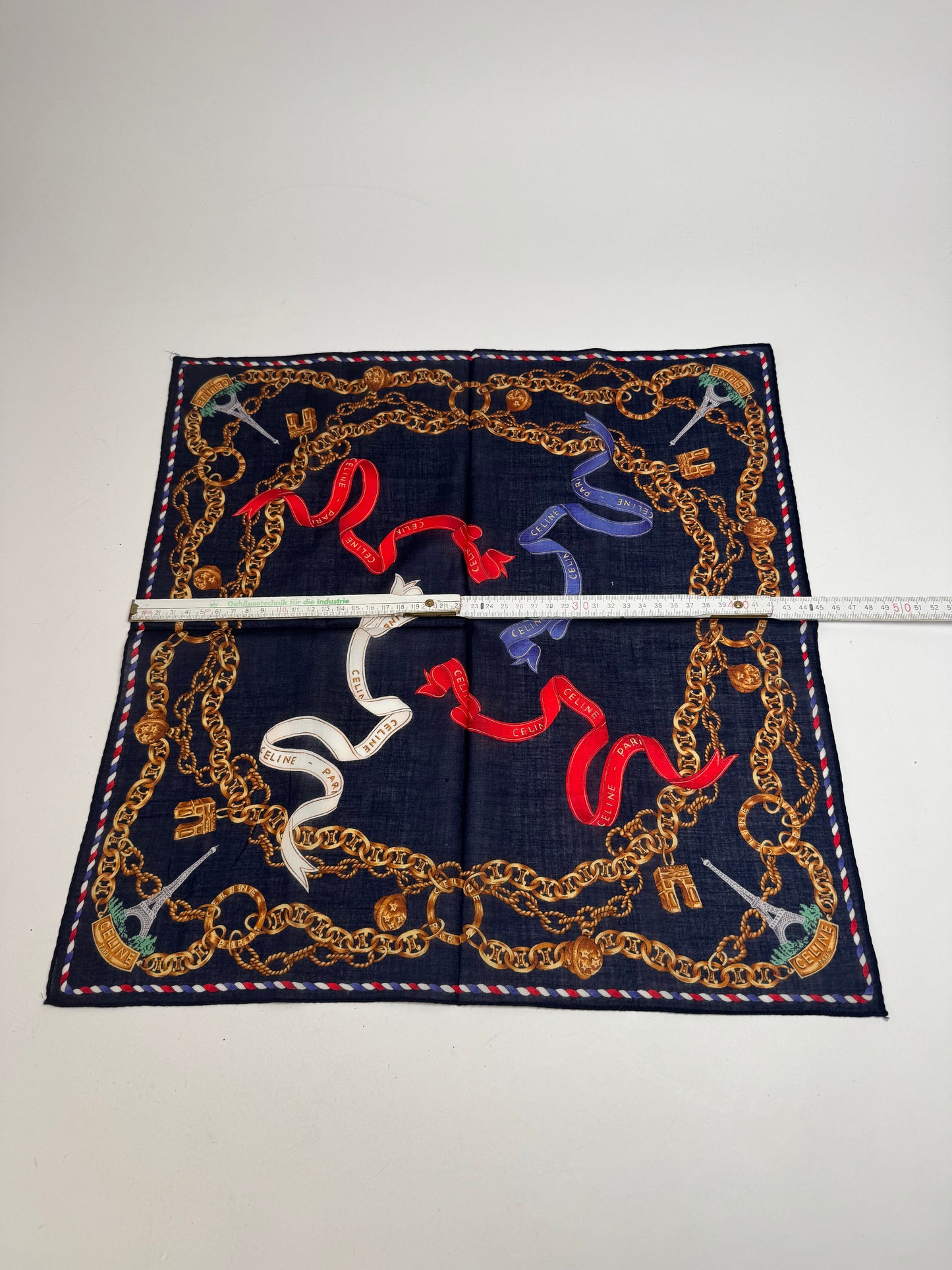 Vintage Celine Paris Scarf Navy Gold