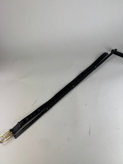 Vintage Celine Paris Carriage Logo Leather Belt Black