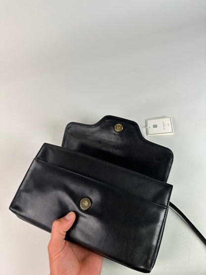 Vintage Givenchy Braided Leather Shoulder Bag Black Gold