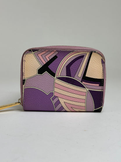 Vintage Emilio Pucci Zip Around Wallet Purple Lilac Cream Black