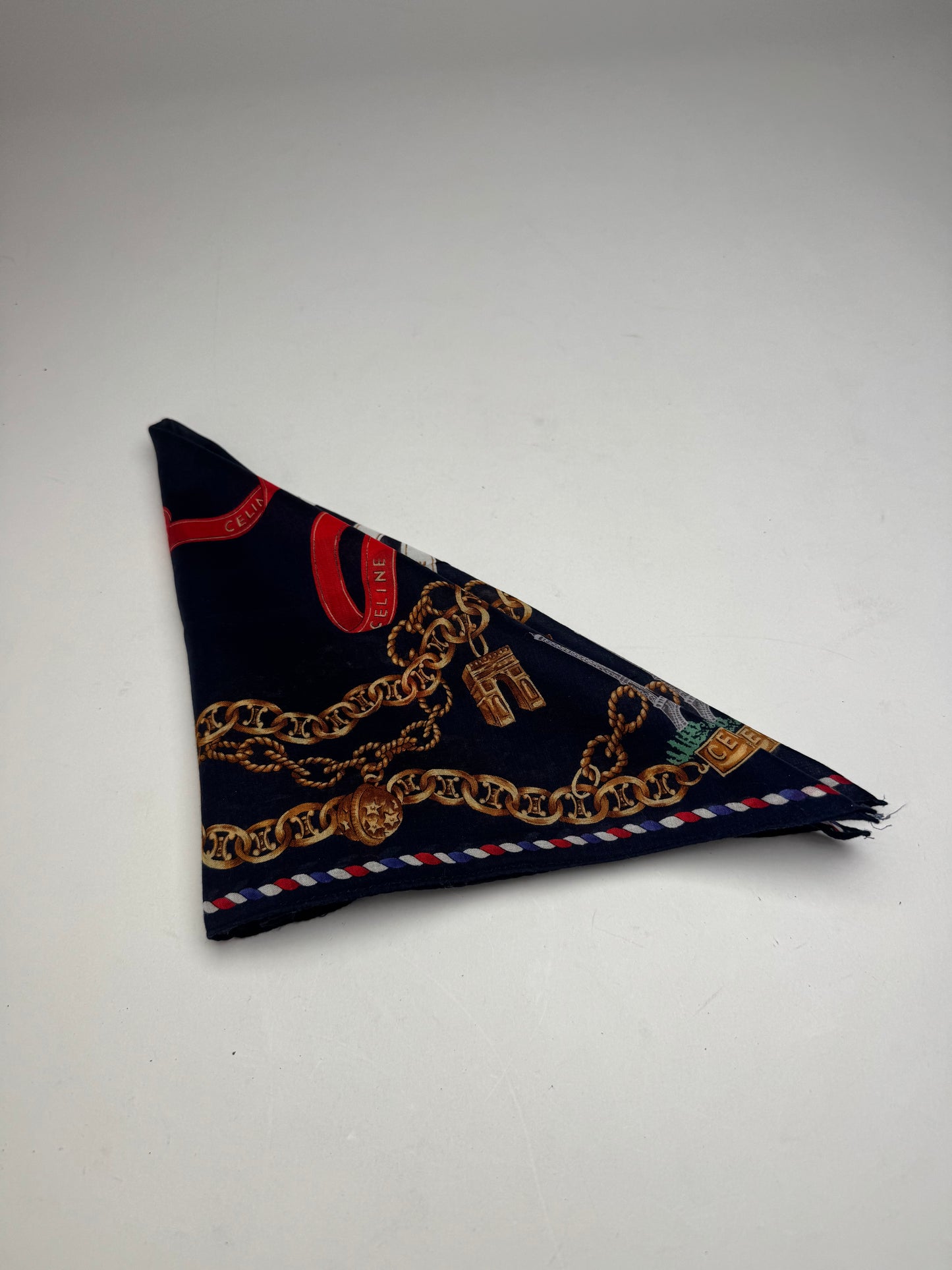 Vintage Celine Paris Scarf Navy Gold