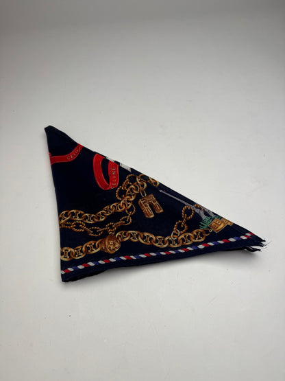 Vintage Celine Paris Scarf Navy Gold