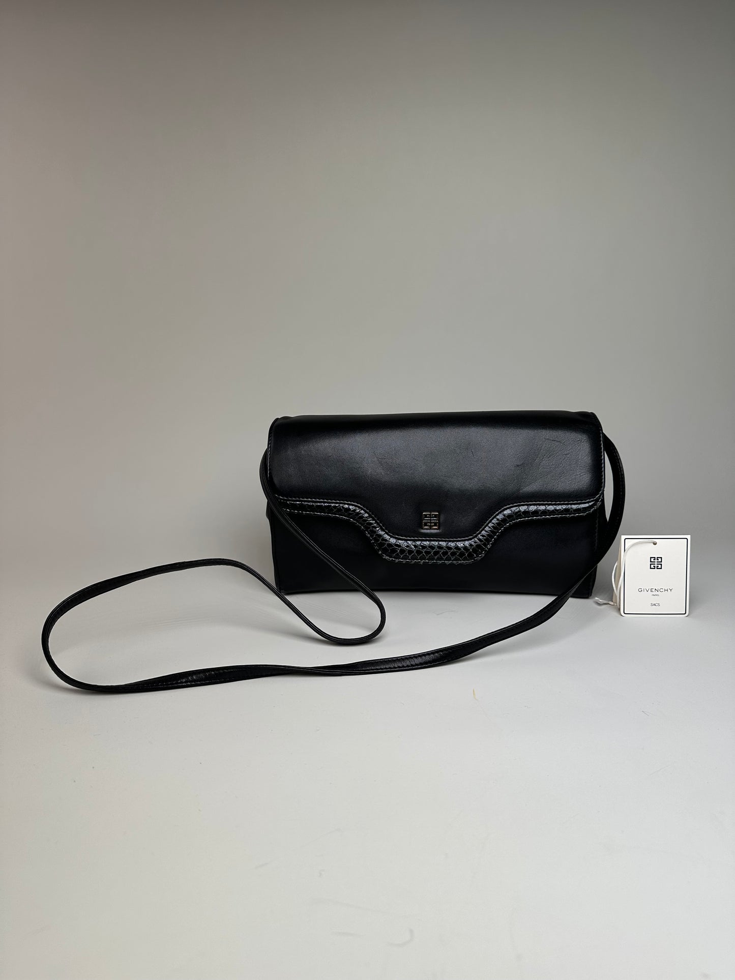 Vintage Givenchy Braided Leather Shoulder Bag Black Gold