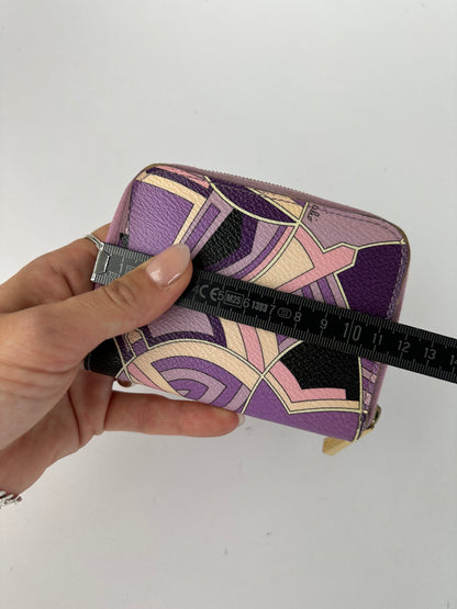 Vintage Emilio Pucci Zip Around Wallet Purple Lilac Cream Black