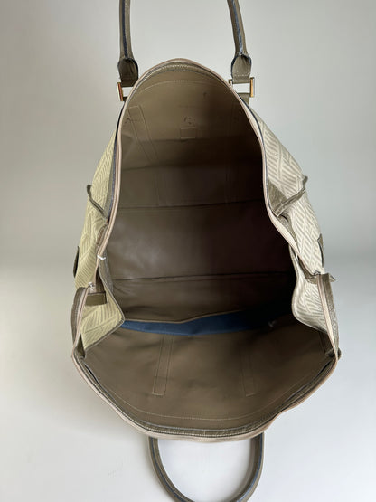 Vintage Givenchy Geometric Canvas Travel Bag Beige Olive