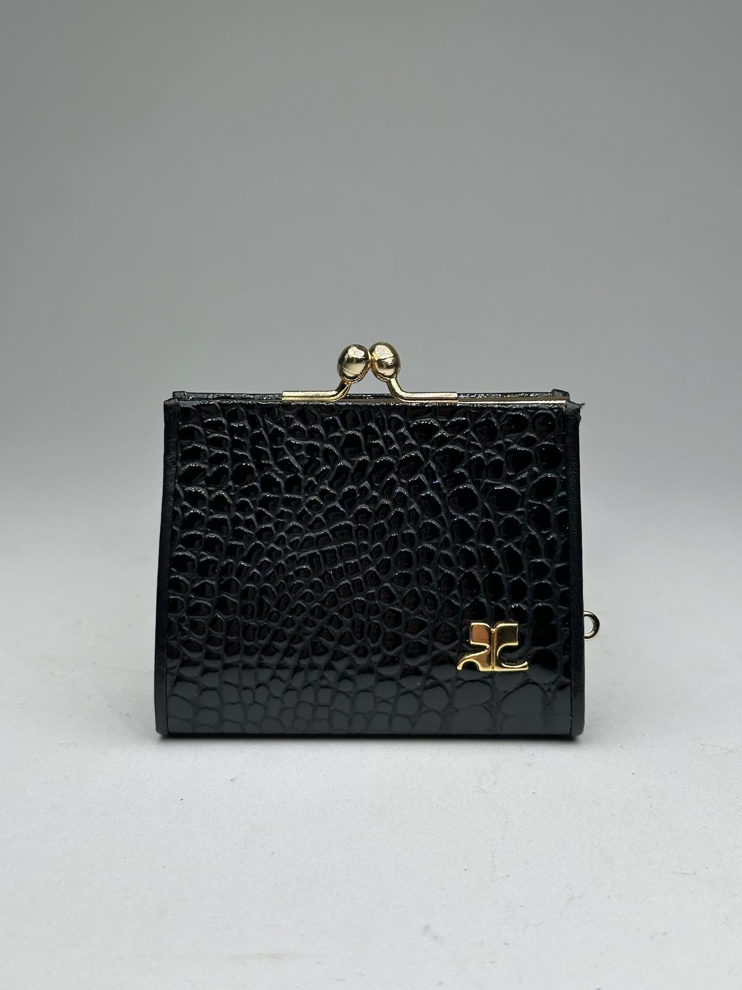 Vintage Courreges leather Card Holder Case black