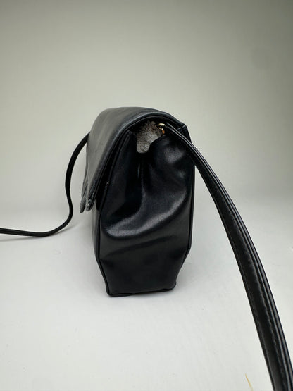Vintage Givenchy Braided Leather Shoulder Bag Black Gold