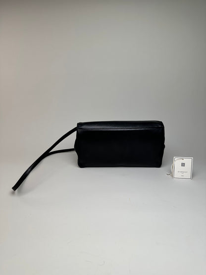 Vintage Givenchy Braided Leather Shoulder Bag Black Gold