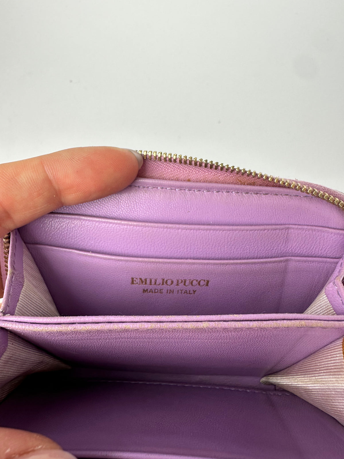 Vintage Emilio Pucci Zip Around Wallet Purple Lilac Cream Black