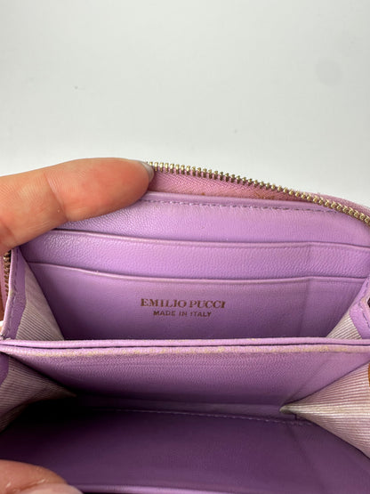 Vintage Emilio Pucci Zip Around Wallet Purple Lilac Cream Black