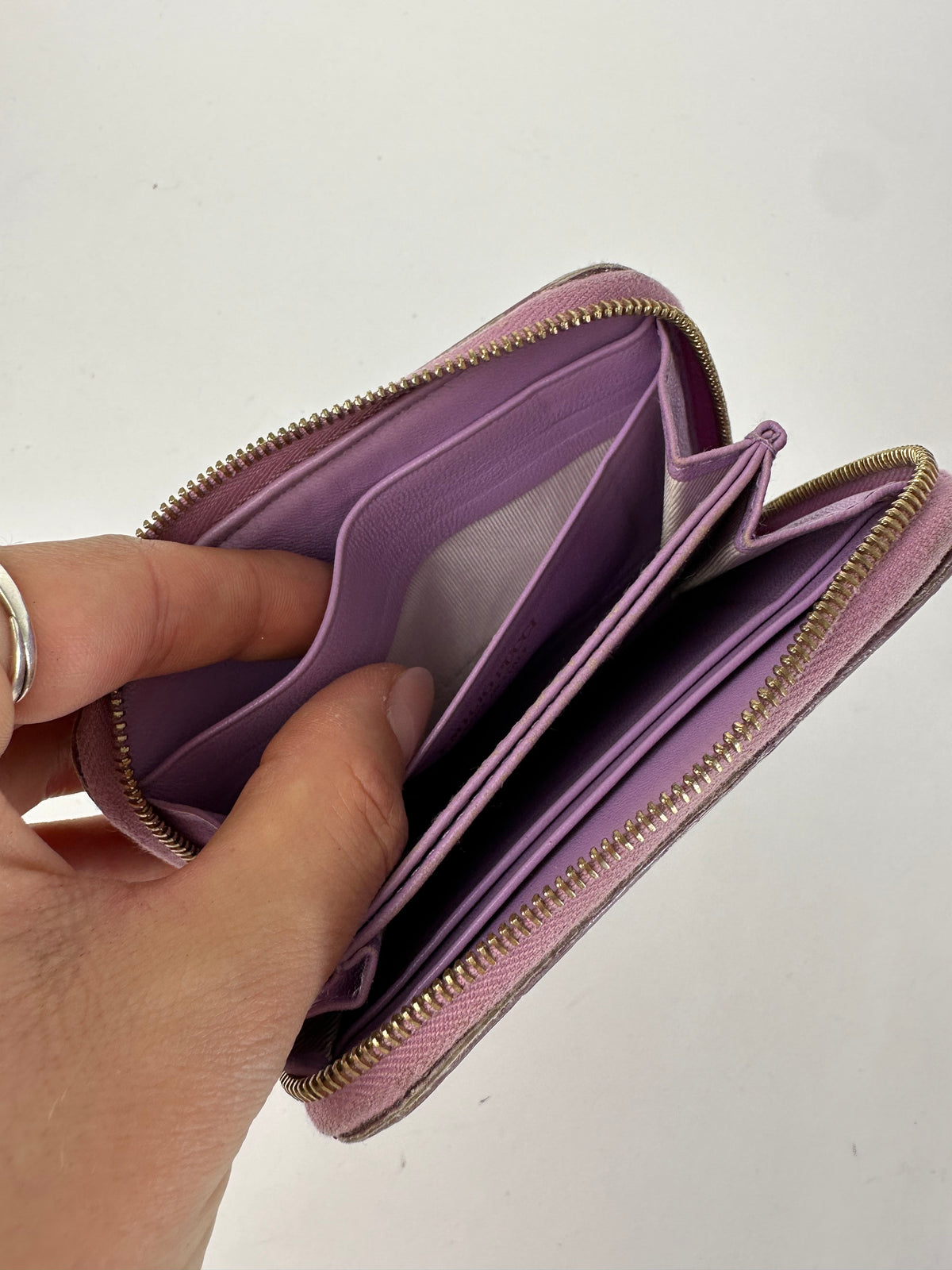Vintage Emilio Pucci Zip Around Wallet Purple Lilac Cream Black