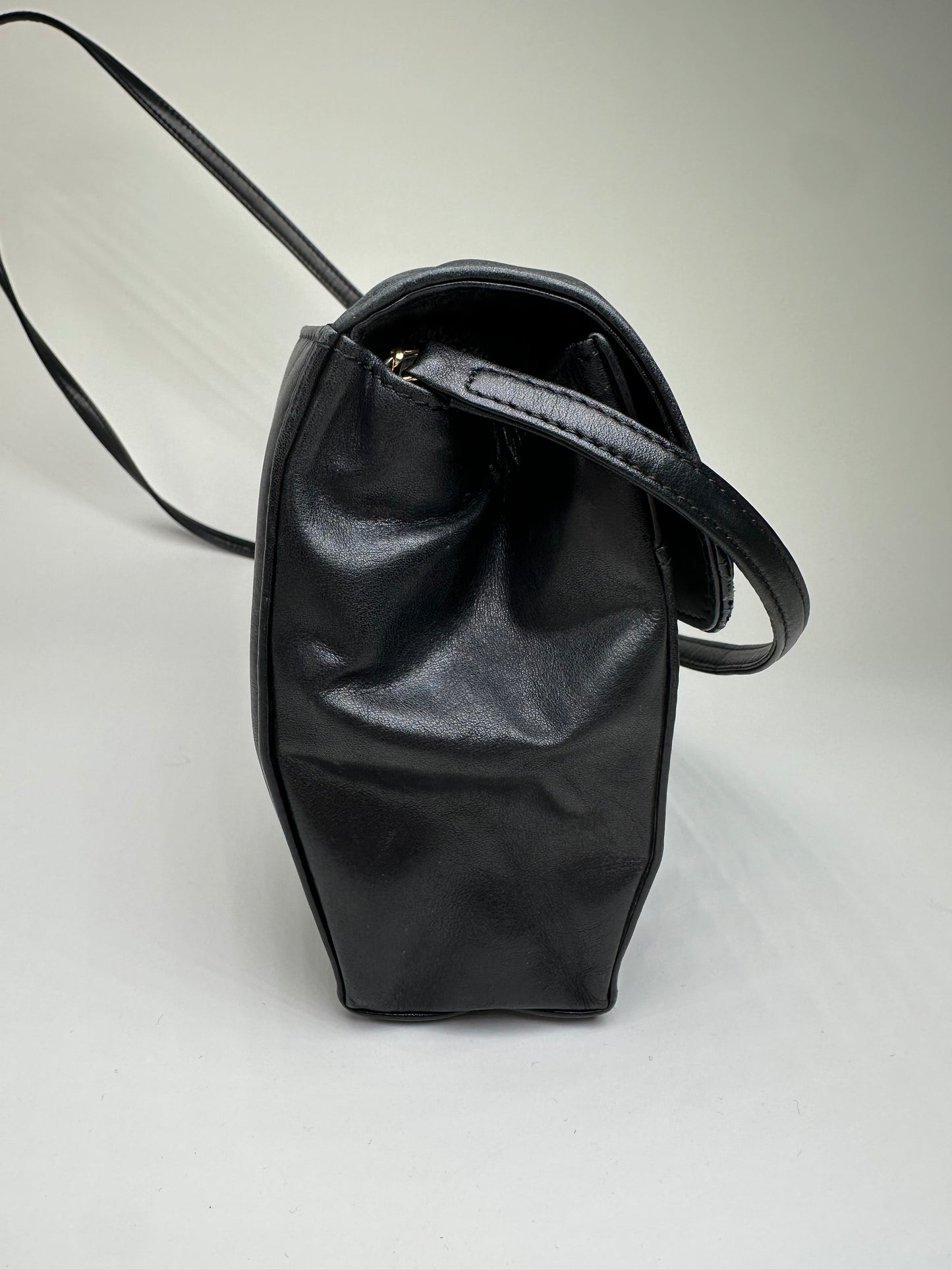 Vintage Givenchy Braided Leather Shoulder Bag Black Gold