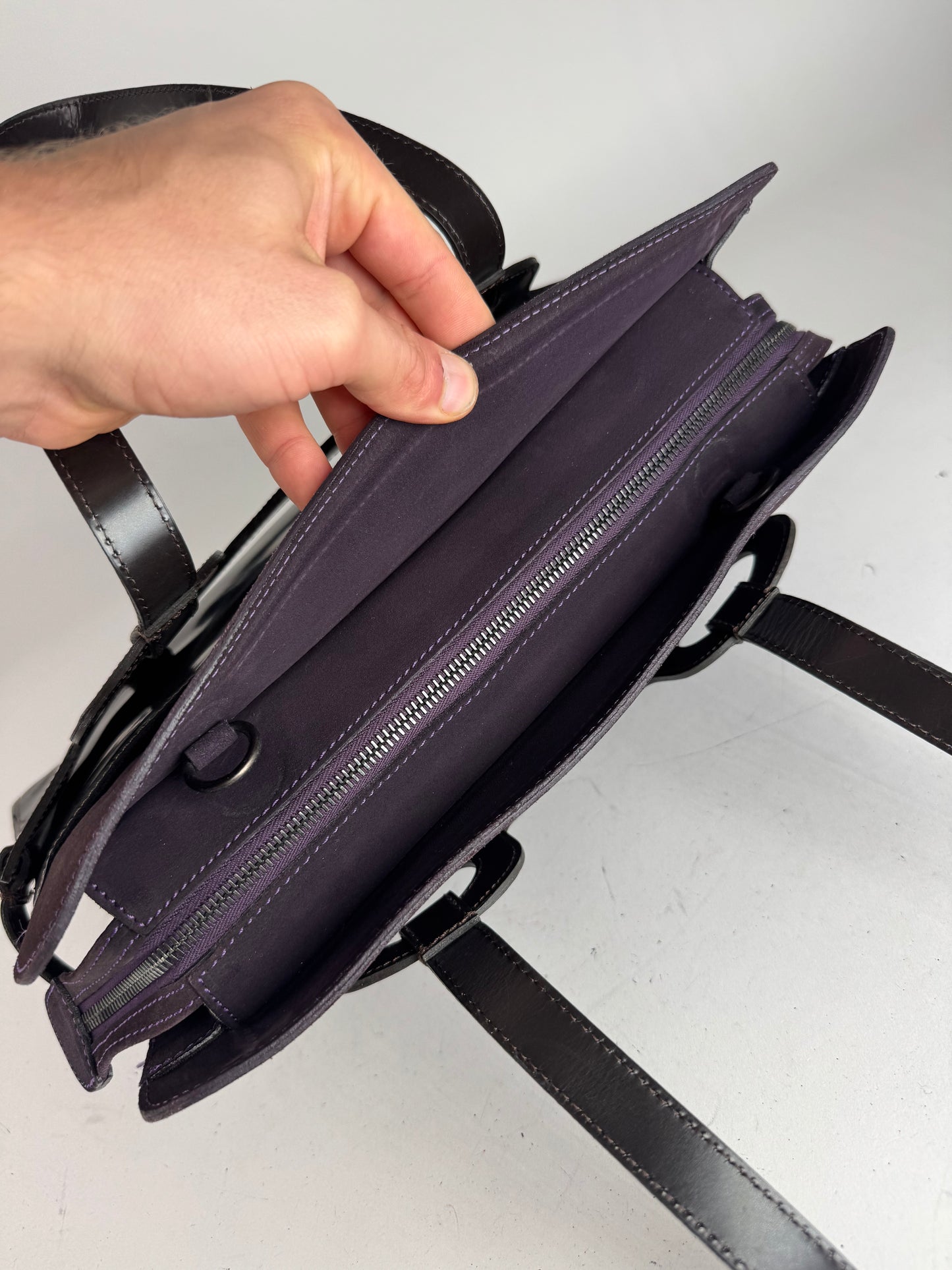 Vintage Marni Suede Patent Leather Handbag Purple