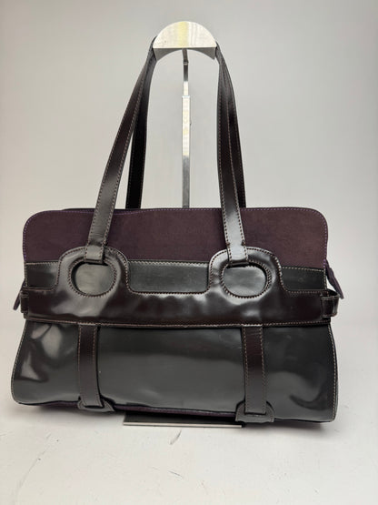 Vintage Marni Suede Patent Leather Handbag Purple