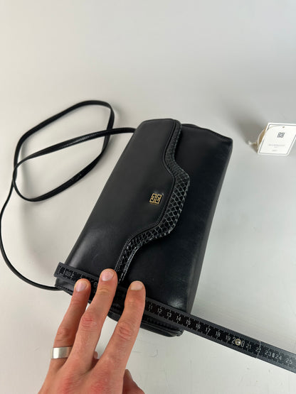 Vintage Givenchy Braided Leather Shoulder Bag Black Gold