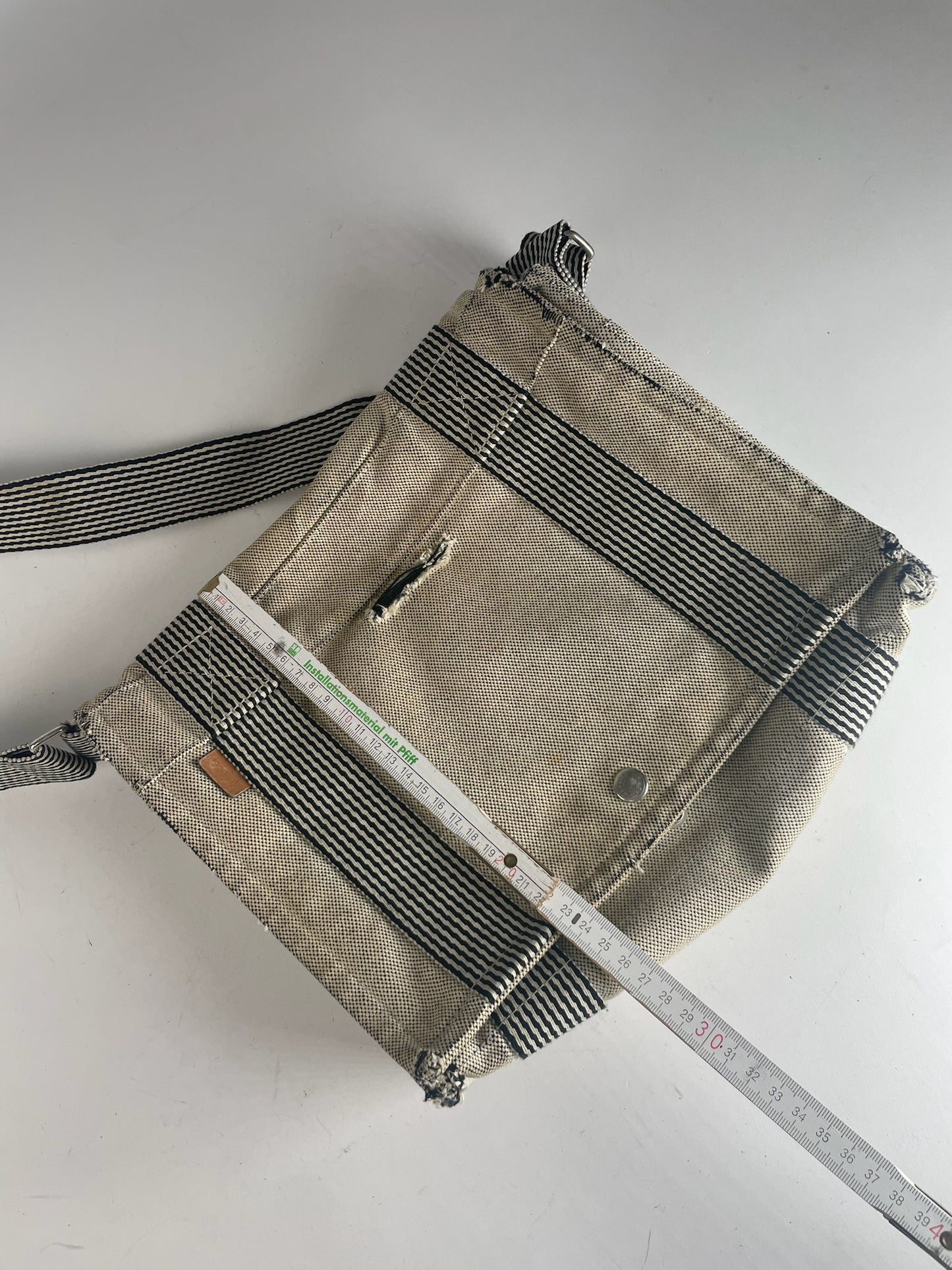 Vintage Hermes Canvas Shoulder Bag Beige