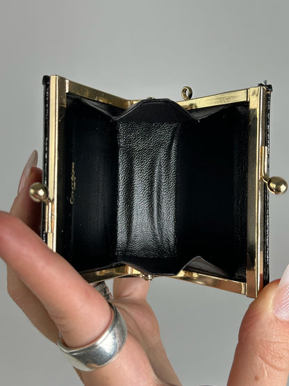 Vintage Courreges leather Card Holder Case black