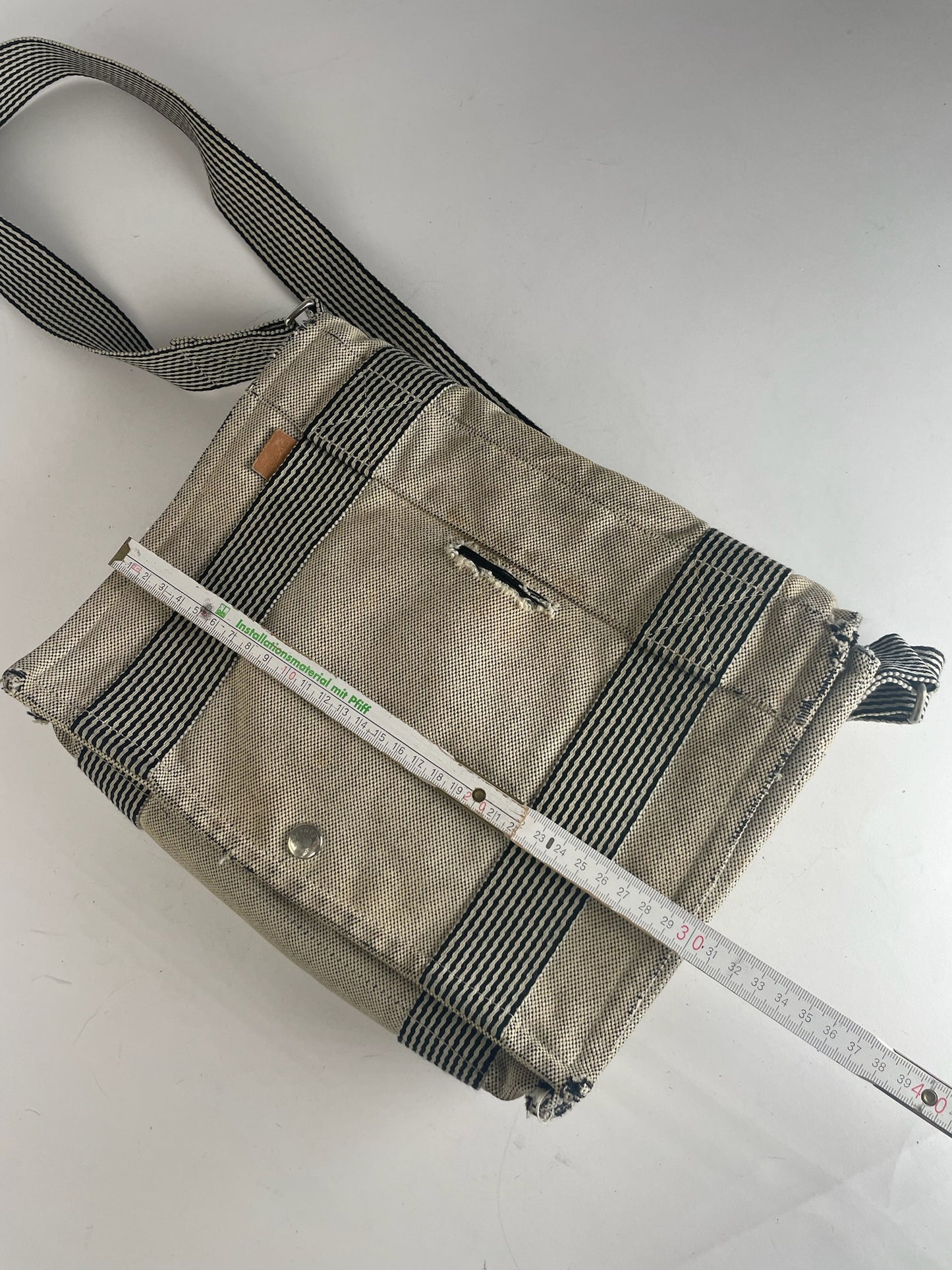 Vintage Hermes Canvas Shoulder Bag Beige