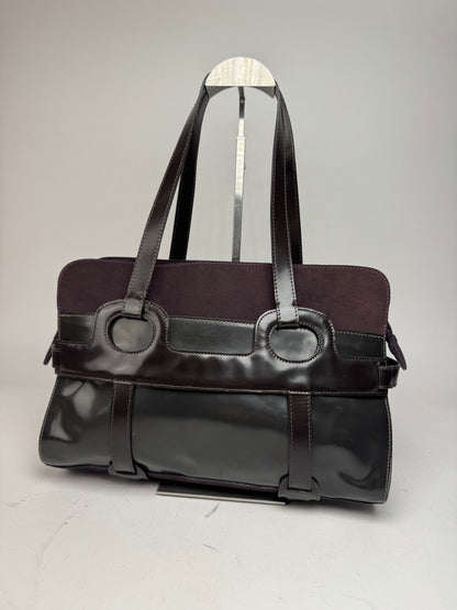 Vintage Marni Suede Patent Leather Handbag Purple