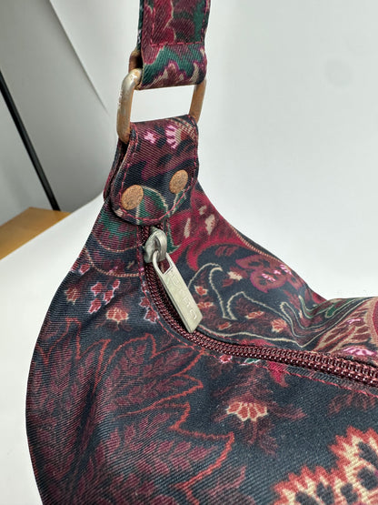 Vintage Etro Paisley Jacquard Cotton Shoulder Bag Purple Green