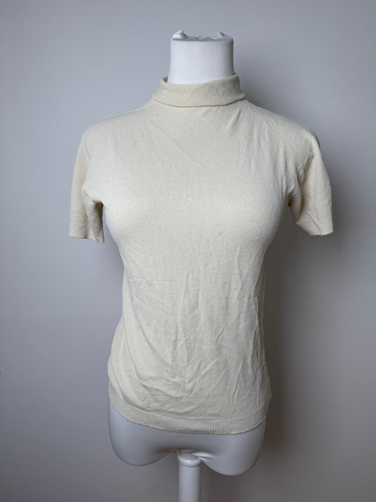 Vintage Issey Miyake Turtleneck Top Beige 38/M