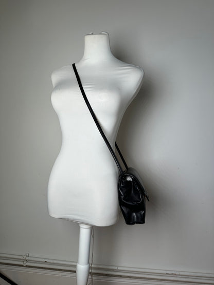 Vintage Givenchy Braided Leather Shoulder Bag Black Gold