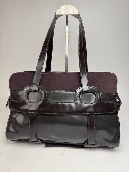 Vintage Marni Suede Patent Leather Handbag Purple