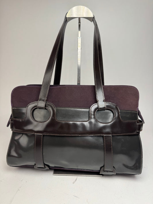 Vintage Marni Suede Patent Leather Handbag Purple