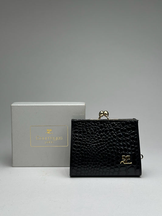 Vintage Courreges leather Card Holder Case black
