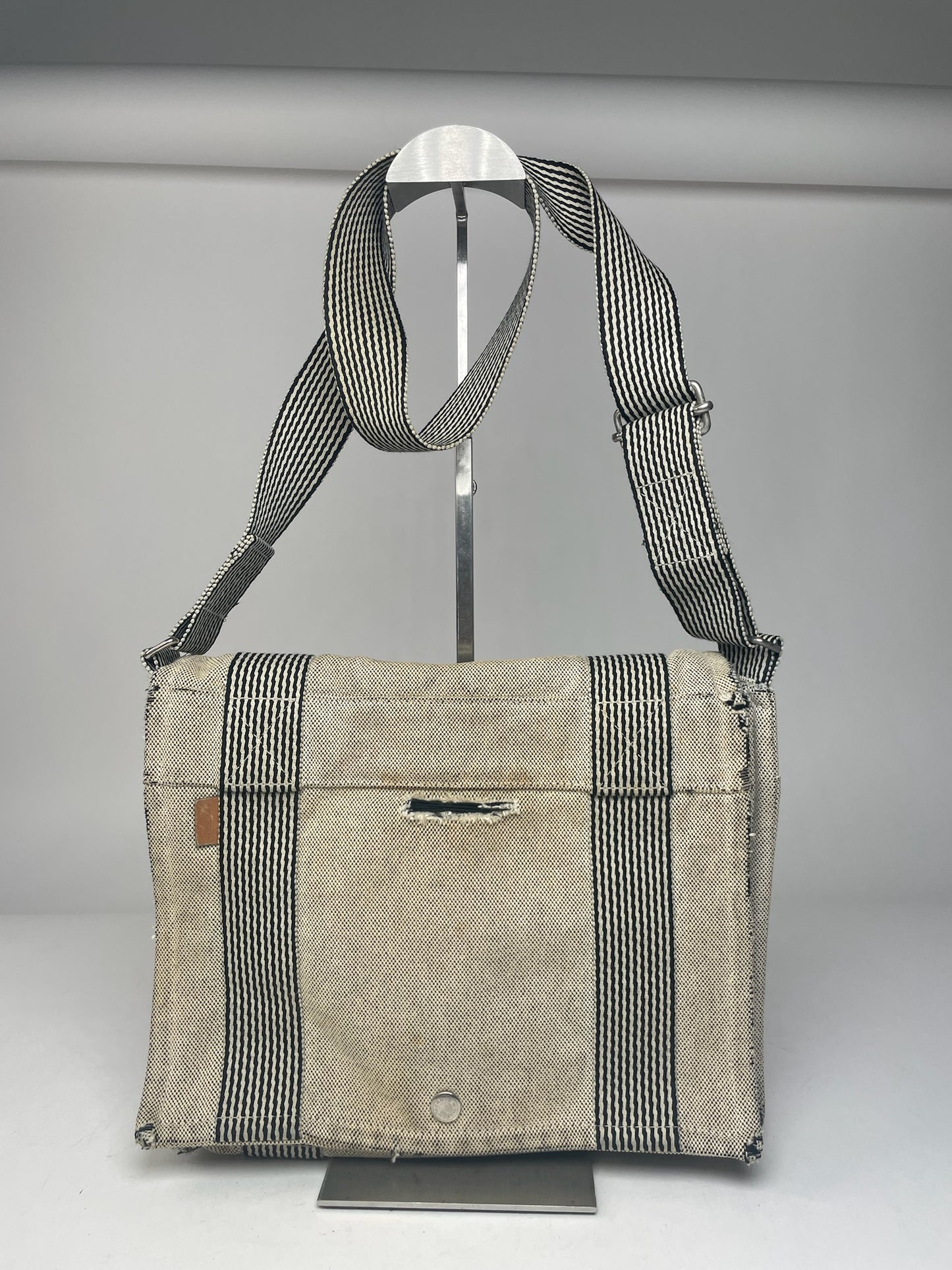 Vintage Hermes Canvas Shoulder Bag Beige