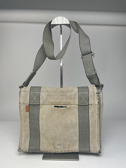 Vintage Hermes Canvas Shoulder Bag Beige