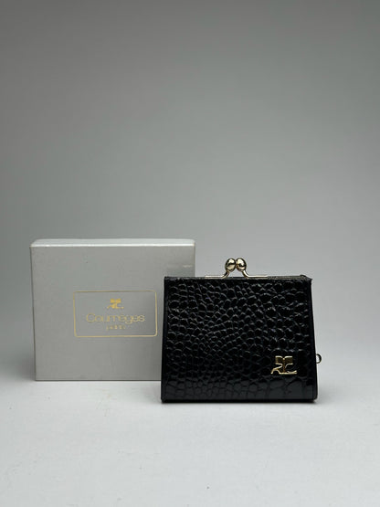 Vintage Courreges leather Card Holder Case black